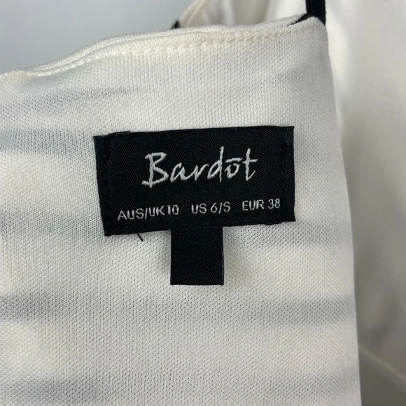 Bardot Black White Stripe Stretch Spaghetti Strap Sheath Dress - Picture 8 of 8